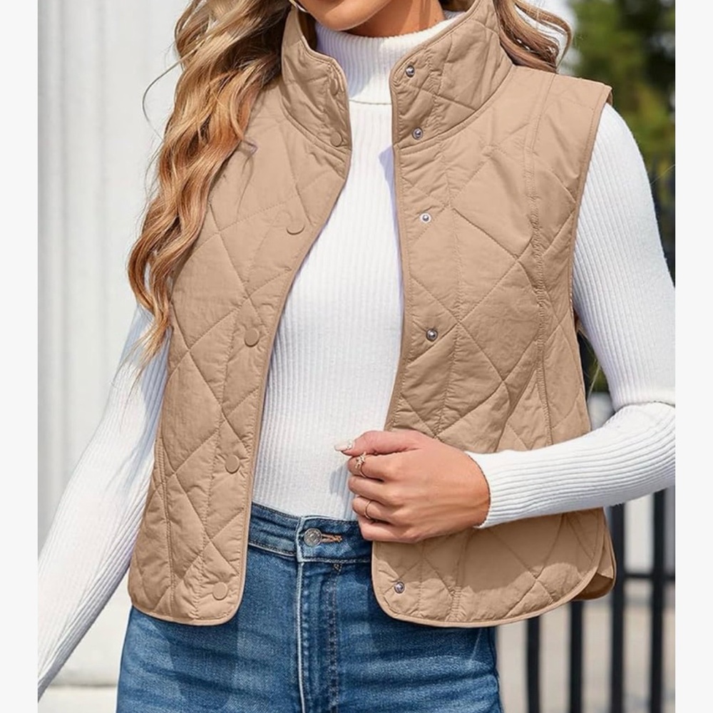 Amazon Women's Beige Quilted Vest